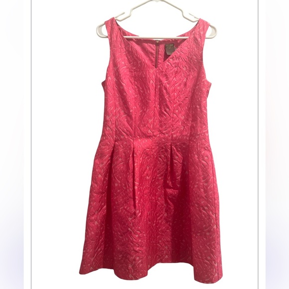 Taylor Vibrant Pink Size 8 Mini  Sleeveless Floral V Neck Dress - Picture 4 of 10